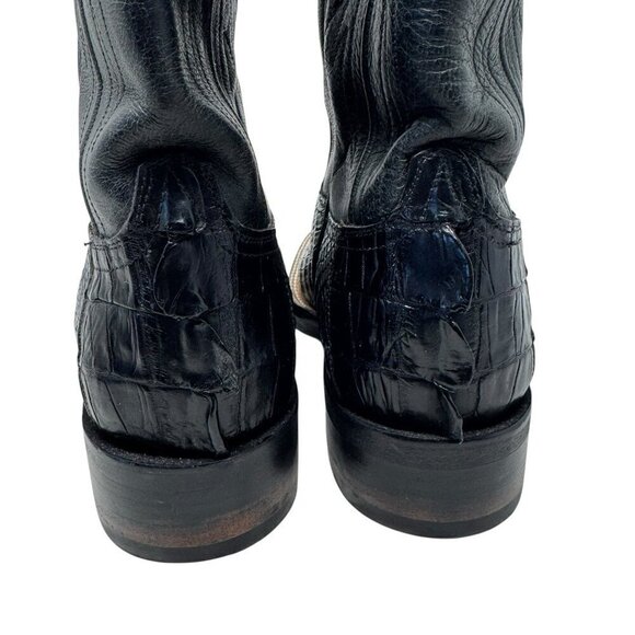 Black Jack B116 Caiman Tail Mens 9.5 EE Cowboy Boots Black leather croc western main image 6